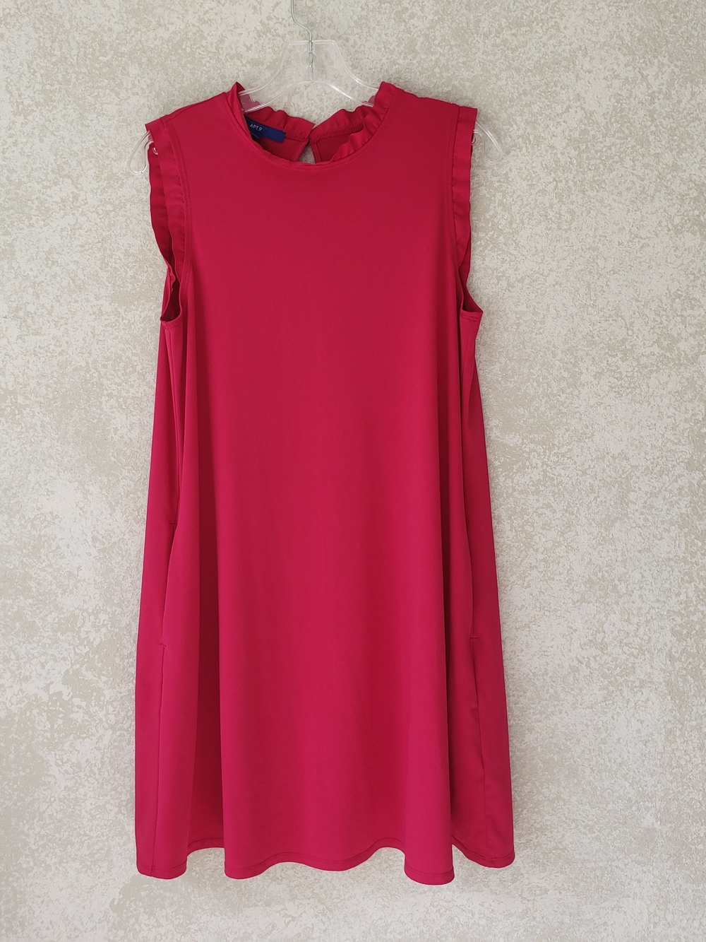 Apt 9 Red Sleeveless Ruffle Neck Shift Dress Medium Lightweight Stretch